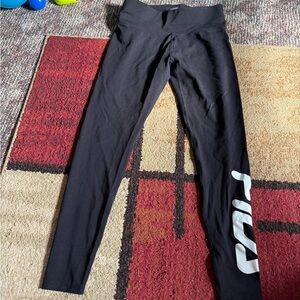 Fila Women's Black Leggings with White Logo